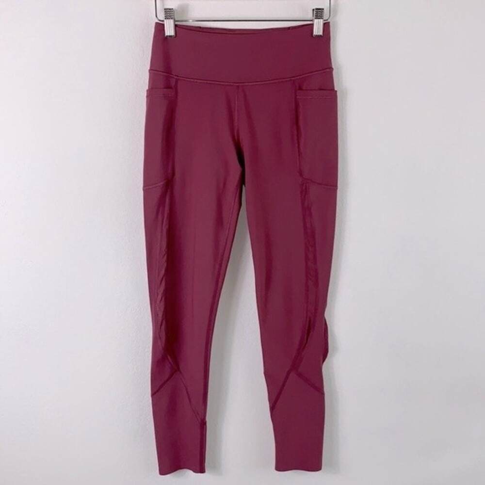 Victoria’s Secret Sport Mesh Inset Pocket 7/8 Mauve Dusty Rose Leggings Sz S